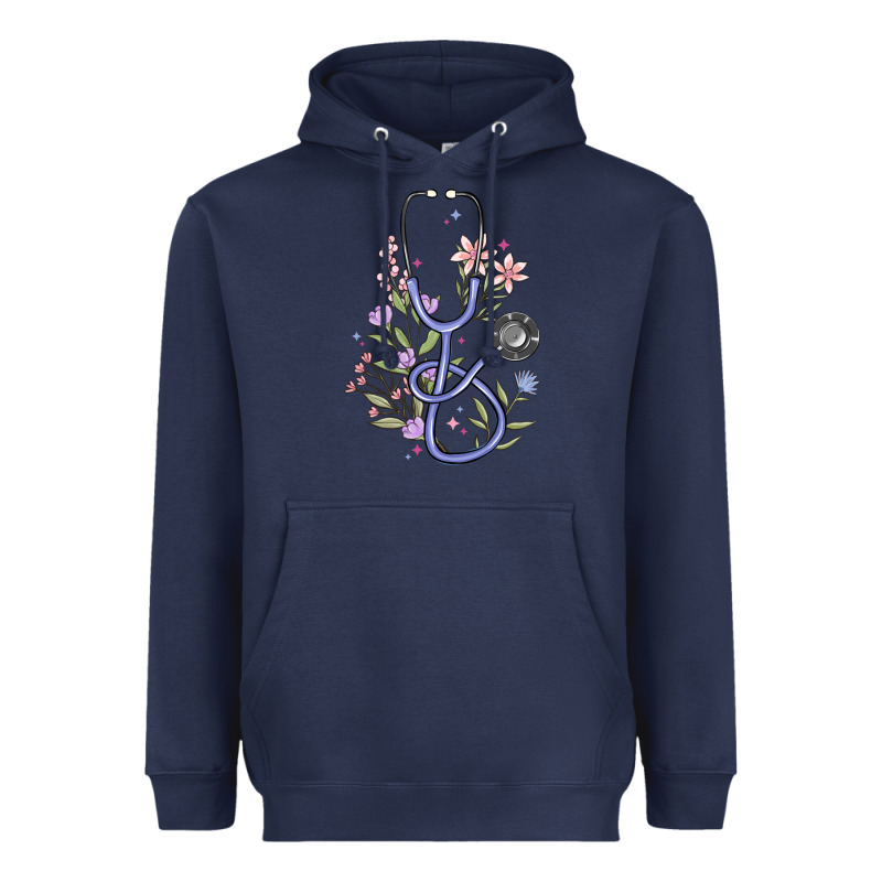 Floral Stethoscope Heavyweight Hoodie by MaliasSmallBusiness | Teevron