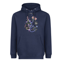 Navy floral stethoscope Heavyweight Hoodie - MaliasSmallBusiness