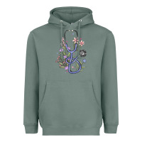 Sage floral stethoscope Heavyweight Hoodie - MaliasSmallBusiness