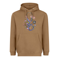 Toasted Coconut floral stethoscope Heavyweight Hoodie - MaliasSmallBusiness