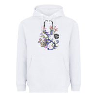 White floral stethoscope Heavyweight Hoodie - MaliasSmallBusiness