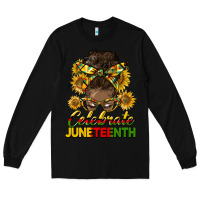 Black celebrate juneteenth black woman bun Long Sleeve Tee - HRA Design Shop