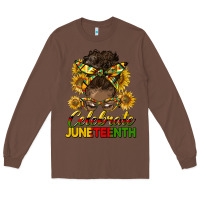 Chestnut celebrate juneteenth black woman bun Long Sleeve Tee - HRA Design Shop