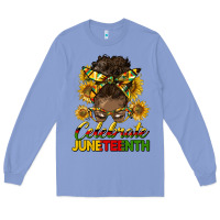 Colony Blue celebrate juneteenth black woman bun Long Sleeve Tee - HRA Design Shop