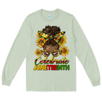 Matcha celebrate juneteenth black woman bun Long Sleeve Tee - HRA Design Shop