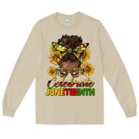 Mushroom celebrate juneteenth black woman bun Long Sleeve Tee - HRA Design Shop