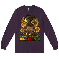 Plum celebrate juneteenth black woman bun Long Sleeve Tee - HRA Design Shop