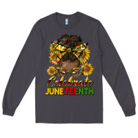 Smoke celebrate juneteenth black woman bun Long Sleeve Tee - HRA Design Shop