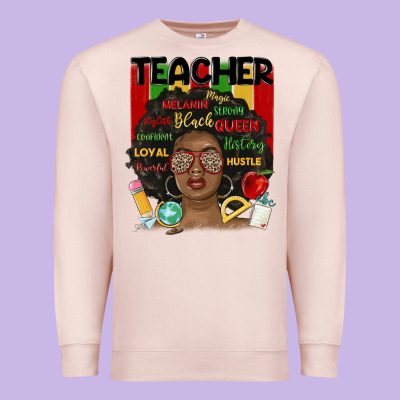 Black Woman Teacher Premium Sweatshirt Designed By Maliassmallbusiness