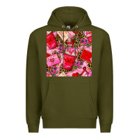 Army Green valentines day coffee cups and love letter with xoxo and leopard seaml Premium Hoodie - BundleAndBundleShop