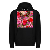 Black valentines day coffee cups and love letter with xoxo and leopard seaml Premium Hoodie - BundleAndBundleShop