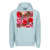 Blue Mist valentines day coffee cups and love letter with xoxo and leopard seaml Premium Hoodie - BundleAndBundleShop