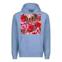 Colony Blue valentines day coffee cups and love letter with xoxo and leopard seaml Premium Hoodie - BundleAndBundleShop