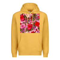 Mustard valentines day coffee cups and love letter with xoxo and leopard seaml Premium Hoodie - BundleAndBundleShop
