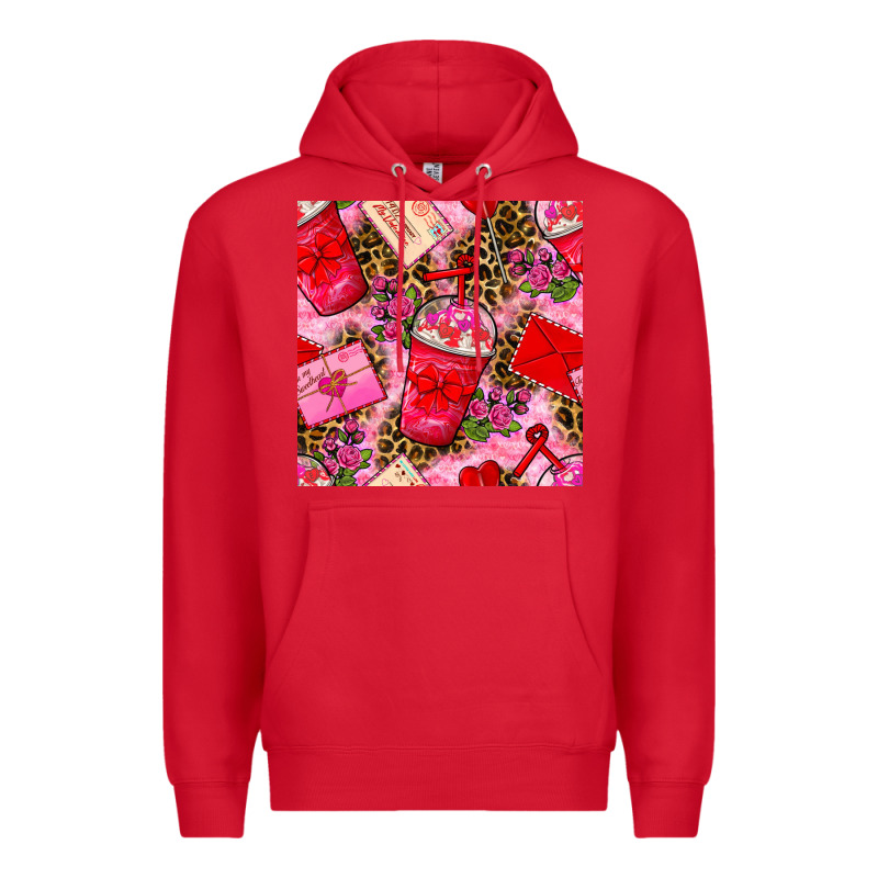 Valentines Day Coffee Cups And Love Letter With Xoxo And Leopard Seaml Premium Hoodie by BundleAndBundleShop | Teevron