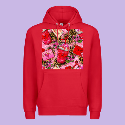 Valentines Day Coffee Cups And Love Letter With Xoxo And Leopard Seaml Premium Hoodie Designed By Bundleandbundleshop