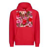 Red valentines day coffee cups and love letter with xoxo and leopard seaml Premium Hoodie - BundleAndBundleShop