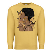 Antique Gold black woman praying Premium Sweatshirt - MaliasSmallBusiness