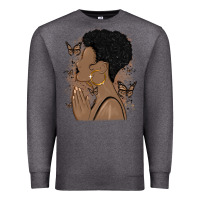 Charcoal Heather black woman praying Premium Sweatshirt - MaliasSmallBusiness