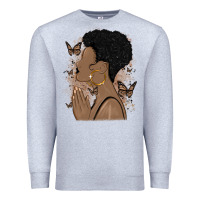 Heather Grey black woman praying Premium Sweatshirt - MaliasSmallBusiness