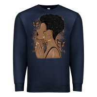 Navy black woman praying Premium Sweatshirt - MaliasSmallBusiness