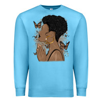 Ocean Blue black woman praying Premium Sweatshirt - MaliasSmallBusiness