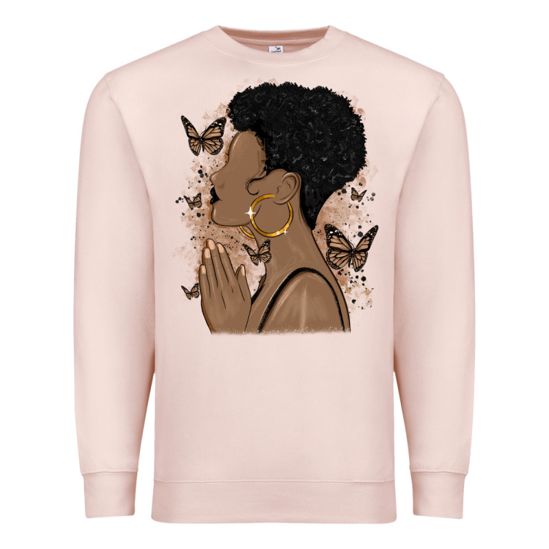 Black Woman Praying Premium Sweatshirt by MaliasSmallBusiness | Teevron