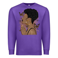 Purple black woman praying Premium Sweatshirt - MaliasSmallBusiness
