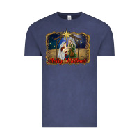 Vintage Denim merry christmas holy family Vintage Tee - RanaPortraitStore