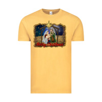 Vintage Mustard merry christmas holy family Vintage Tee - RanaPortraitStore