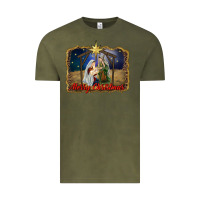 Vintage Olive merry christmas holy family Vintage Tee - RanaPortraitStore