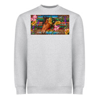 Heather Grey Brown horse with flowers and leopard Heavyweight Sweatshirt - RanaPortraitStore