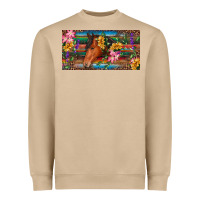 Mushroom Brown horse with flowers and leopard Heavyweight Sweatshirt - RanaPortraitStore