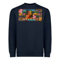 Navy Brown horse with flowers and leopard Heavyweight Sweatshirt - RanaPortraitStore