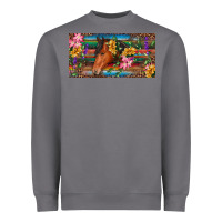 Storm Brown horse with flowers and leopard Heavyweight Sweatshirt - RanaPortraitStore