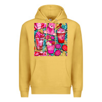 Antique Gold valentines day with love coffee cups  seamless pattern bbs Premium Hoodie - BundleAndBundleShop