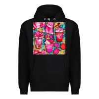 Black valentines day with love coffee cups  seamless pattern bbs Premium Hoodie - BundleAndBundleShop
