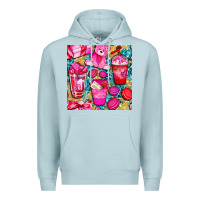 Blue Mist valentines day with love coffee cups  seamless pattern bbs Premium Hoodie - BundleAndBundleShop