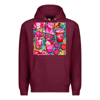 Burgundy valentines day with love coffee cups  seamless pattern bbs Premium Hoodie - BundleAndBundleShop