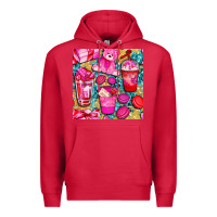 Cardinal valentines day with love coffee cups  seamless pattern bbs Premium Hoodie - BundleAndBundleShop
