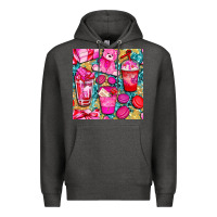 Charcoal Heather valentines day with love coffee cups  seamless pattern bbs Premium Hoodie - BundleAndBundleShop