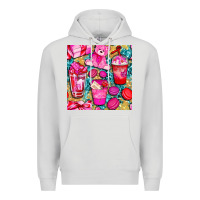 Dove Grey valentines day with love coffee cups  seamless pattern bbs Premium Hoodie - BundleAndBundleShop