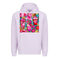 Lilac valentines day with love coffee cups  seamless pattern bbs Premium Hoodie - BundleAndBundleShop