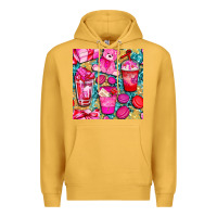 Mustard valentines day with love coffee cups  seamless pattern bbs Premium Hoodie - BundleAndBundleShop