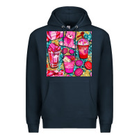 Navy valentines day with love coffee cups  seamless pattern bbs Premium Hoodie - BundleAndBundleShop