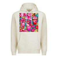 Oatmeal Heather valentines day with love coffee cups  seamless pattern bbs Premium Hoodie - BundleAndBundleShop