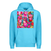 Ocean Blue valentines day with love coffee cups  seamless pattern bbs Premium Hoodie - BundleAndBundleShop
