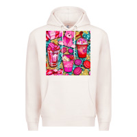Pale Pink valentines day with love coffee cups  seamless pattern bbs Premium Hoodie - BundleAndBundleShop