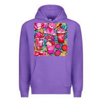 Purple valentines day with love coffee cups  seamless pattern bbs Premium Hoodie - BundleAndBundleShop