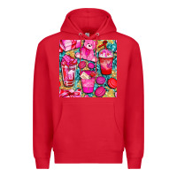 Red valentines day with love coffee cups  seamless pattern bbs Premium Hoodie - BundleAndBundleShop